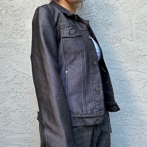 Y2k Silver Gray Gunmetal Jean Jacket - Picture 4 of 12